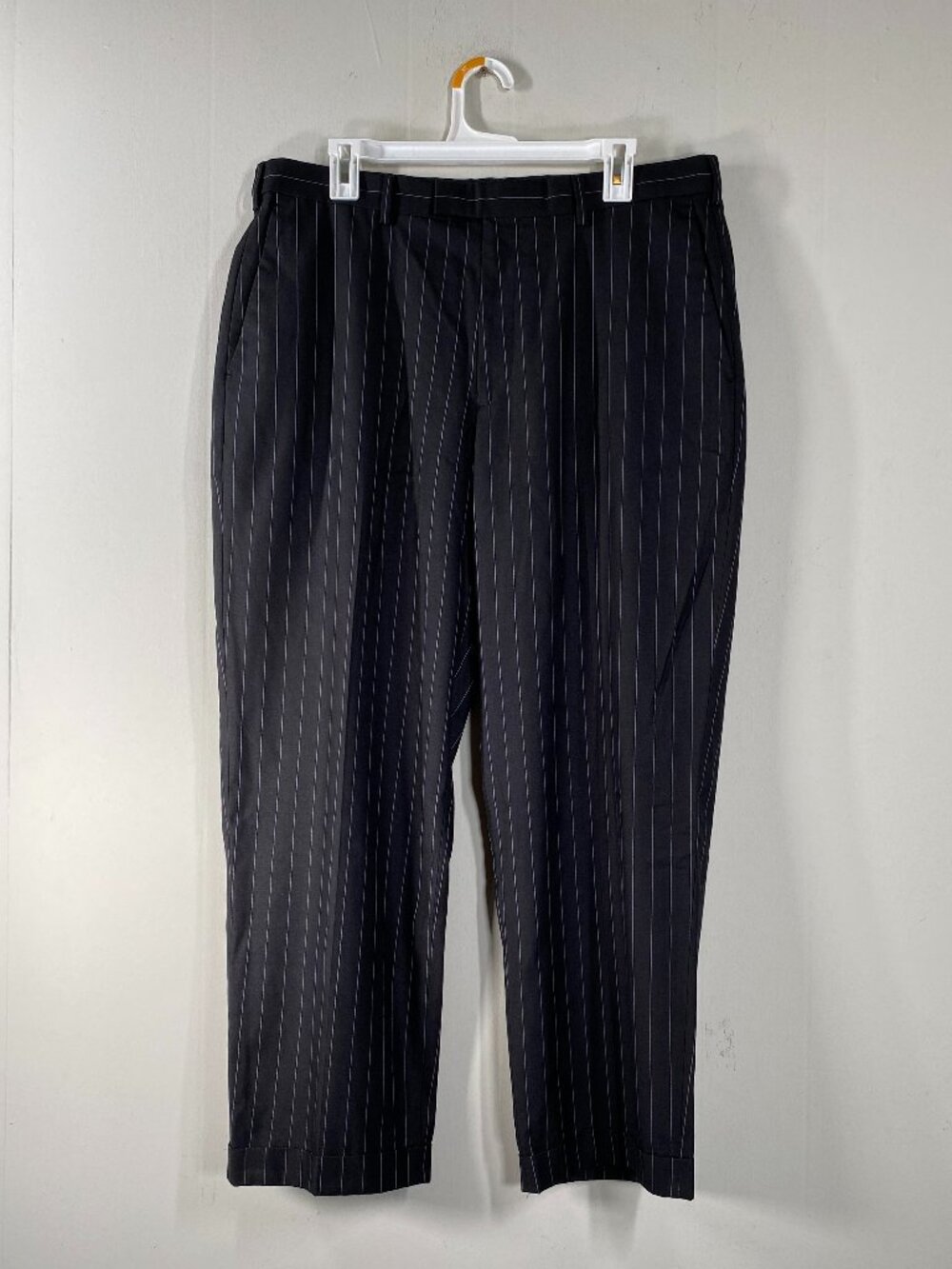 Perry Ellis Portfolio Dress Pants Men's 34 x 30 Mid Rise Black Stripes Office